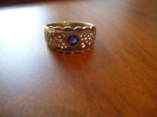 Real Sapphire Ring. Gold Plated.